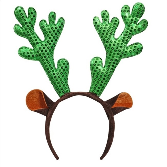 Reindeer antlers set Christmas headbands (2) red and green - Picture 2 of 3